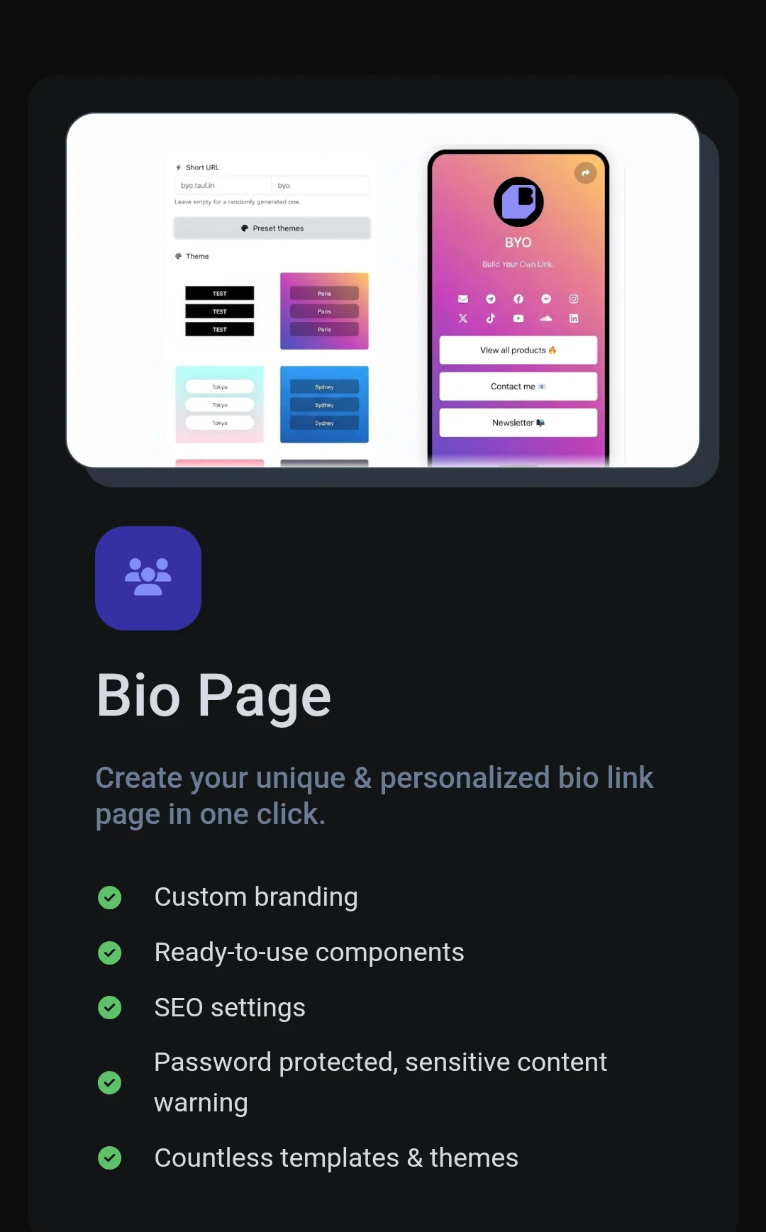 BYO product screenshot